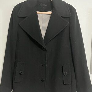 Calvin Klein Women's Classic Black Pea Coat size 12